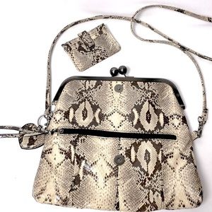 Jessica Simpson Faux Snakeskin Clutch/Crossbody with Card Holder Handbag